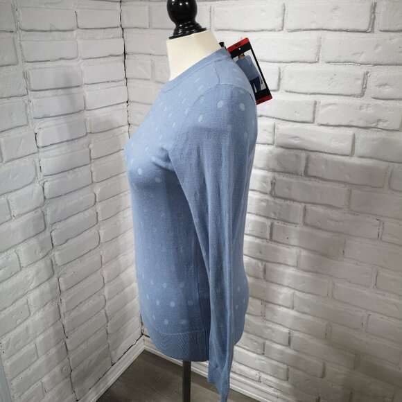 NWT Karl Lagerfeld Ladies Size Medium Blue Lightweight Round Neck Sweater - Picture 5 of 11